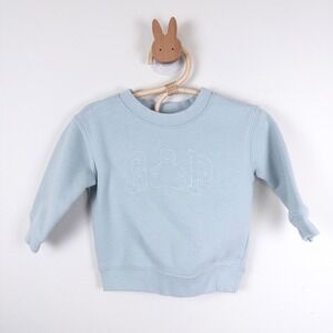 Gap Sweatshirt Kids 6-12 Months Blue Brannan Bear Embroidered Fleece Pullover